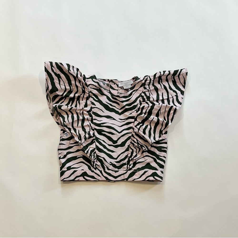 Stella McCarthy Kids Top, Light Pink + Dark Olive Animal Print, Cotton Size 8